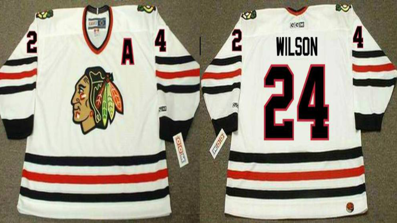 2019 Men Chicago Blackhawks #24 Wilson white CCM NHL jerseys->chicago blackhawks->NHL Jersey